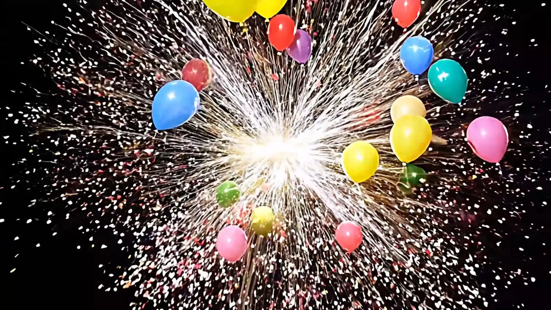 Party Confetti and Balloon Explosion Overlay for Title Animation